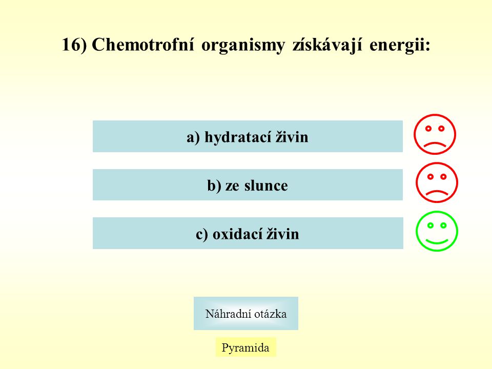 16) Chemotrofní organismy získávají energii:
