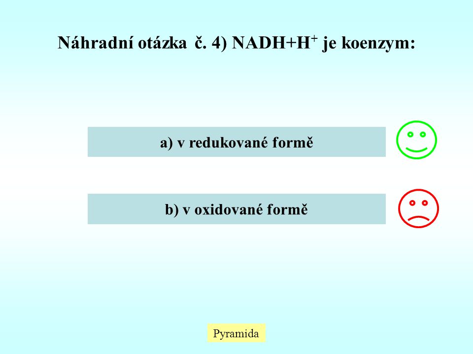 Náhradní otázka č. 4) NADH+H+ je koenzym: