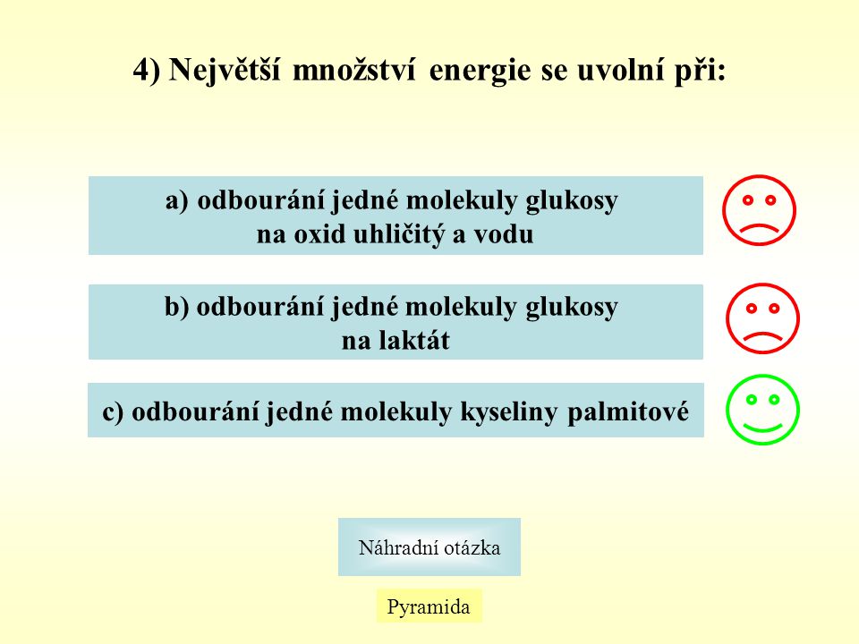 4) Největší množství energie se uvolní při:
