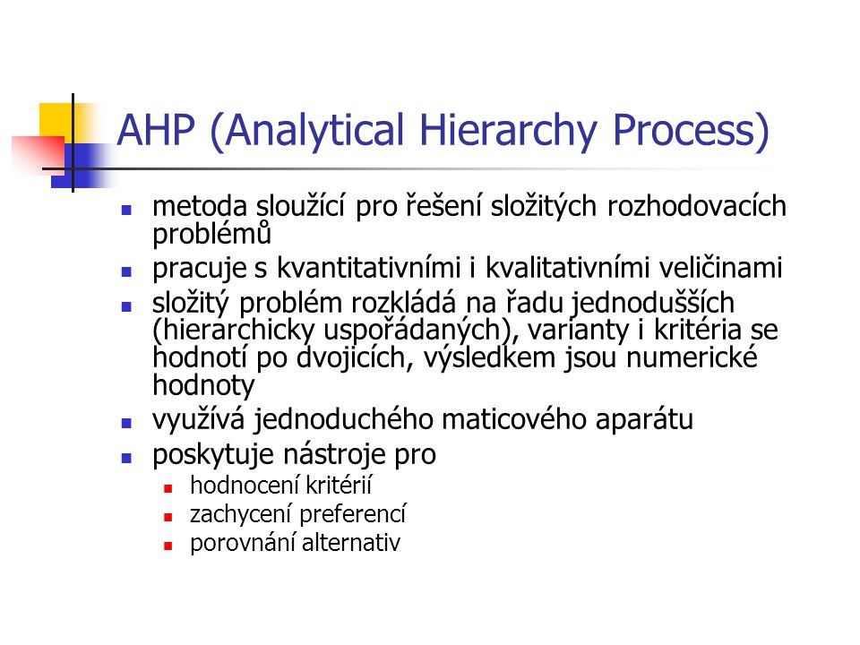 AHP (Analytical Hierarchy Process)