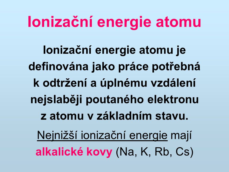 Ionizační energie atomu