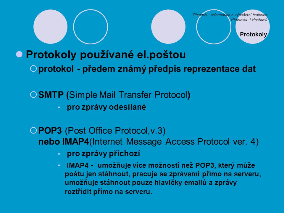 Protokoly používané el.poštou