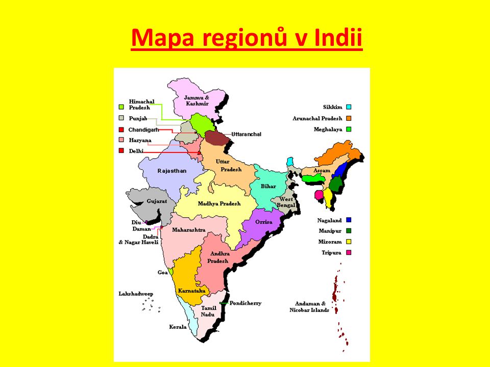Mapa regionů v Indii