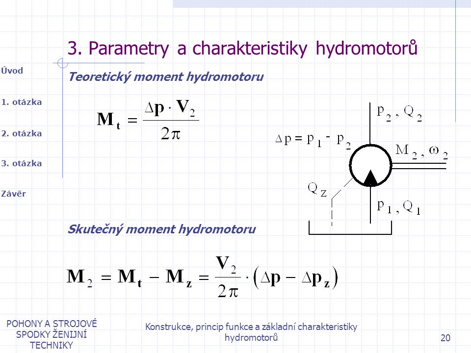 3. Parametry a charakteristiky hydromotorů
