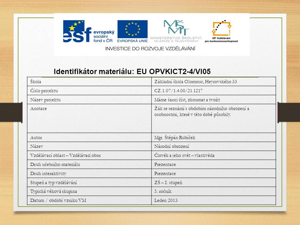 Identifikátor materiálu: EU OPVKICT2-4/Vl05