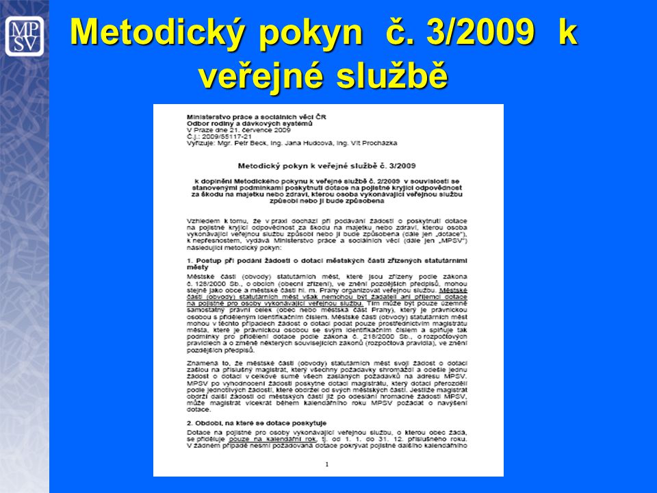 Metodický pokyn č. 3/2009 k veřejné službě