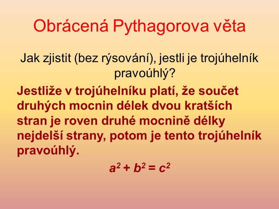 Obrácená Pythagorova věta