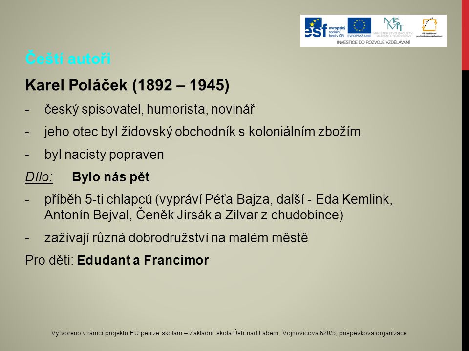 Čeští autoři Karel Poláček (1892 – 1945)