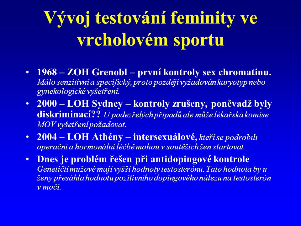 Vývoj testování feminity ve vrcholovém sportu