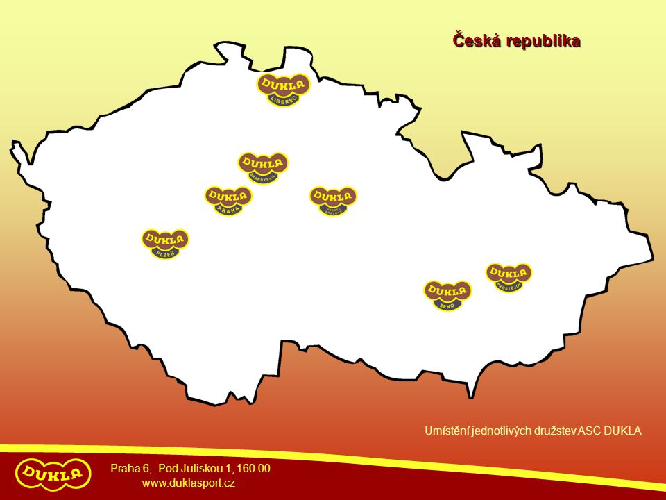 Česká republika Umístění jednotlivých družstev ASC DUKLA