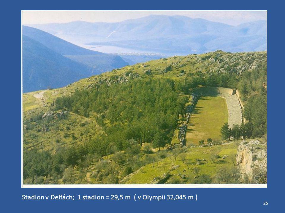 Stadion v Delfách; 1 stadion = 29,5 m ( v Olympii 32,045 m )