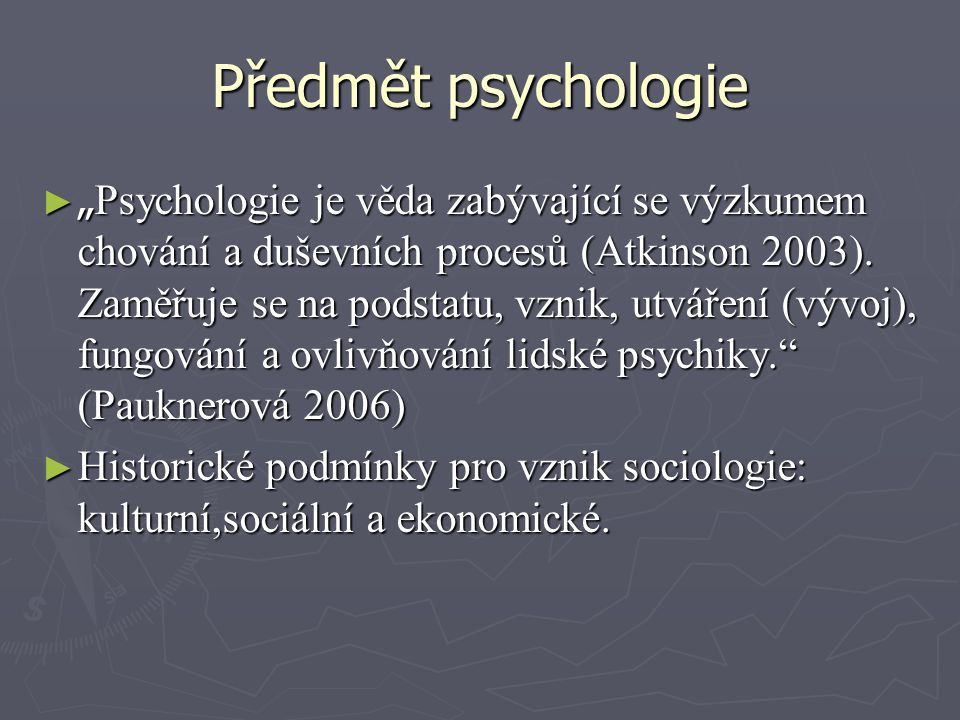 Předmět psychologie