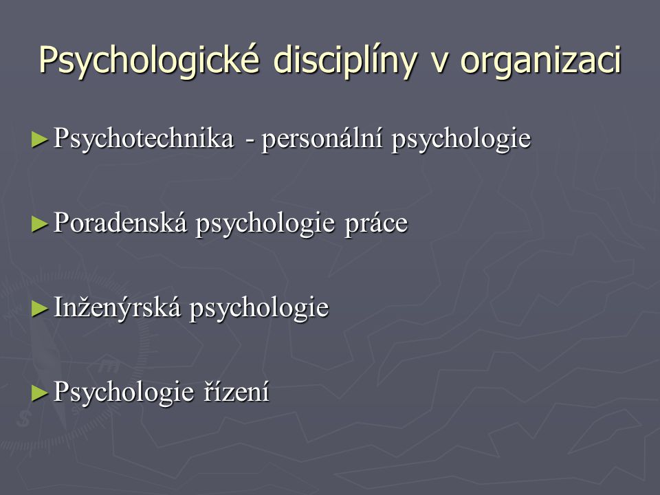 Psychologické disciplíny v organizaci
