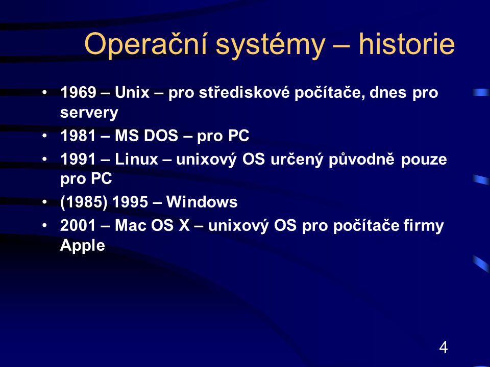 Operační systémy – historie