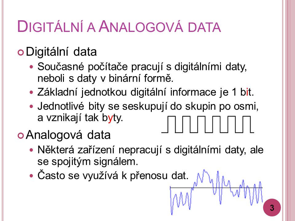Digitální a Analogová data