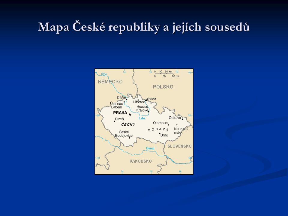 Mapa České republiky a jejích sousedů