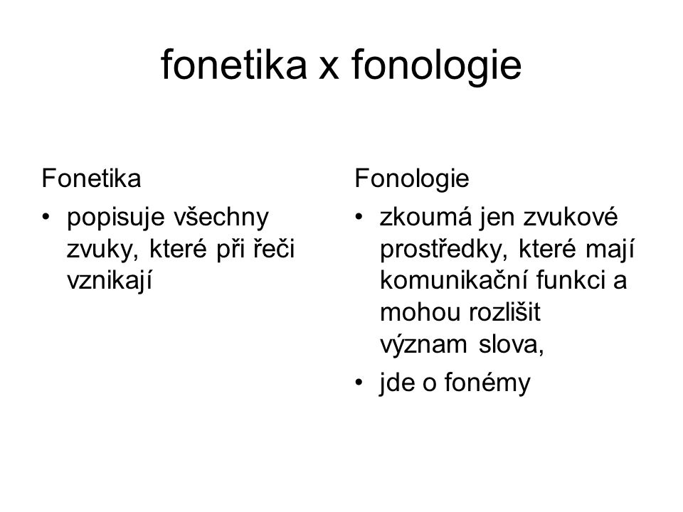 fonetika x fonologie Fonetika