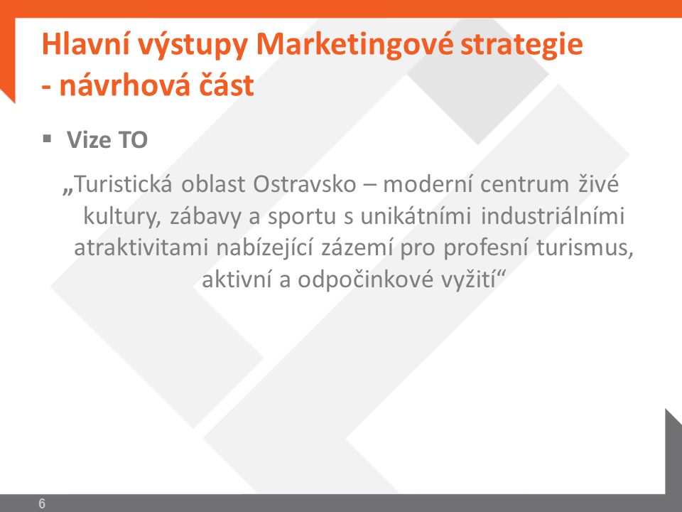 Hlavní výstupy Marketingové strategie - návrhová část