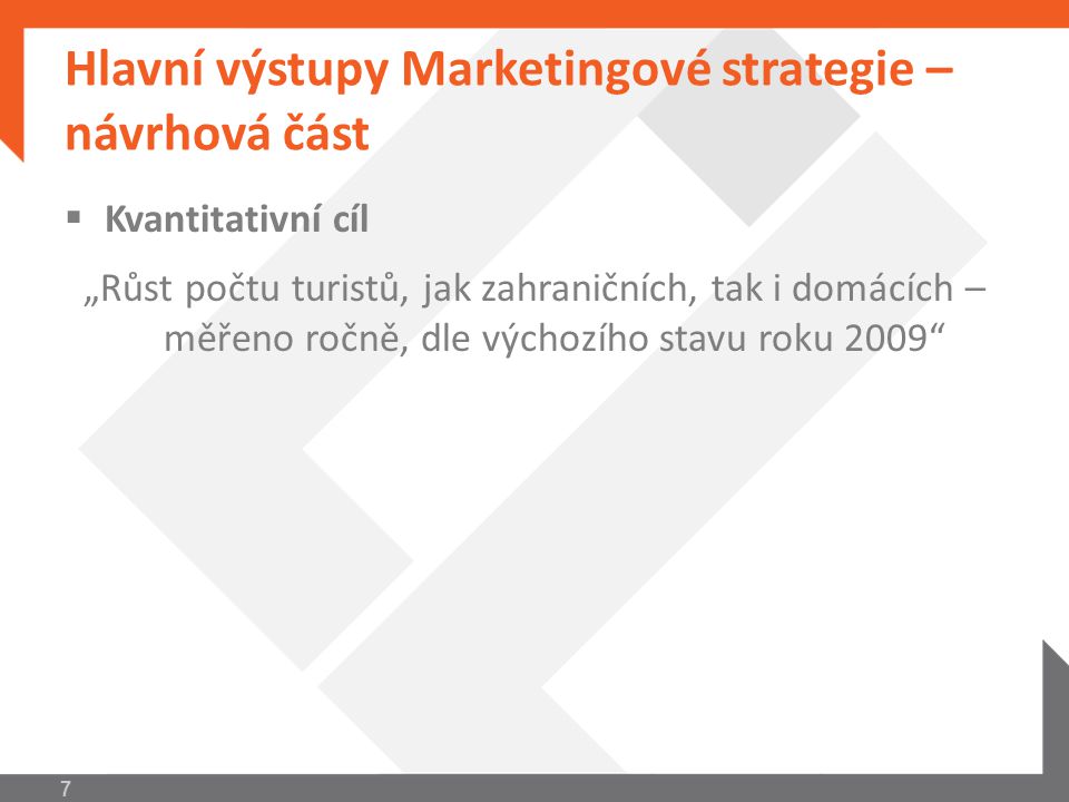 Hlavní výstupy Marketingové strategie –návrhová část