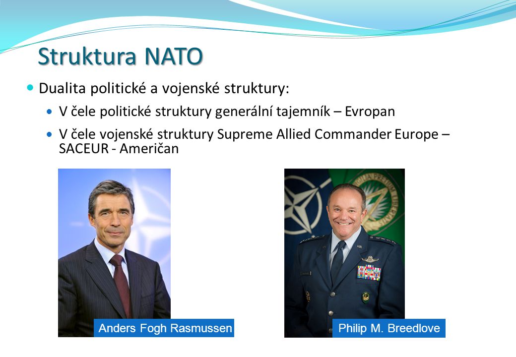 Struktura NATO Dualita politické a vojenské struktury: