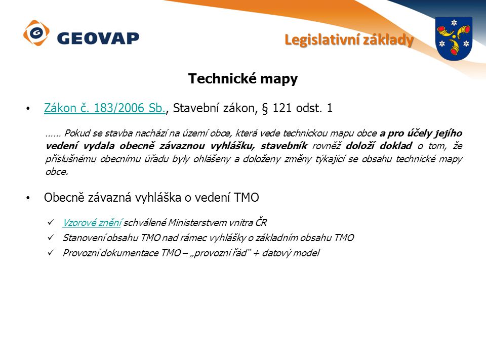 Legislativní základy Technické mapy