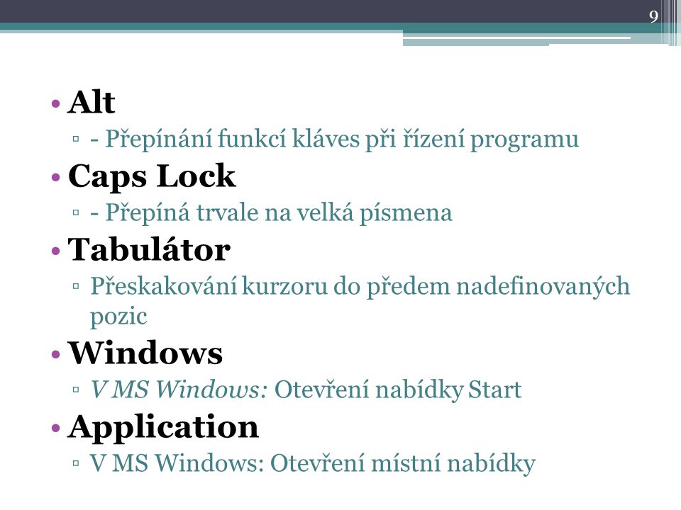 Alt Caps Lock Tabulátor Windows Application