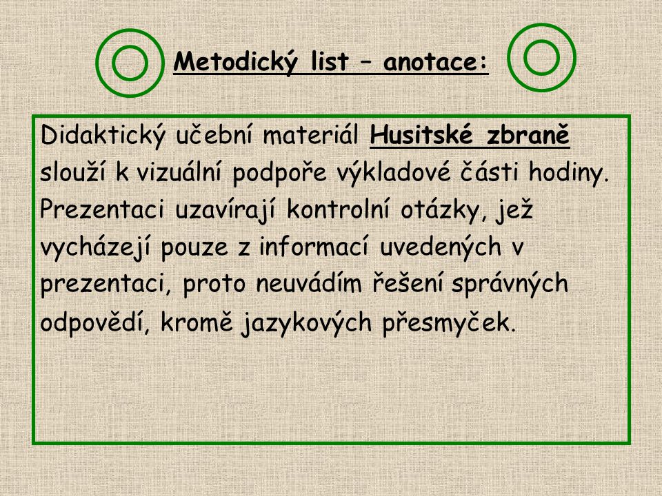 Metodický list – anotace: