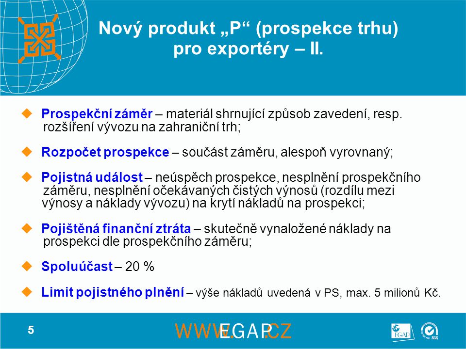 Nový produkt „P (prospekce trhu) pro exportéry – II.