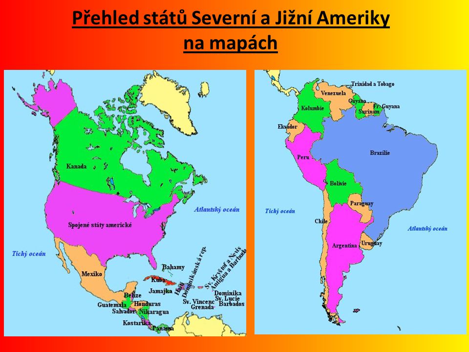 Přehled států Severní a Jižní Ameriky na mapách