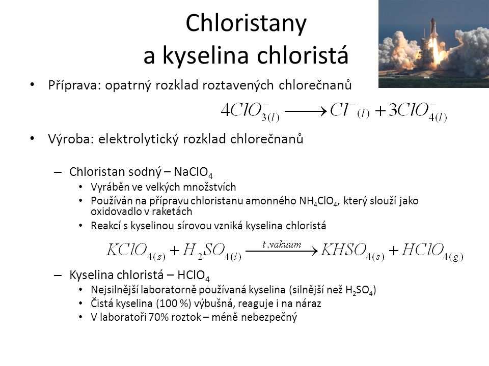 Chloristany a kyselina chloristá