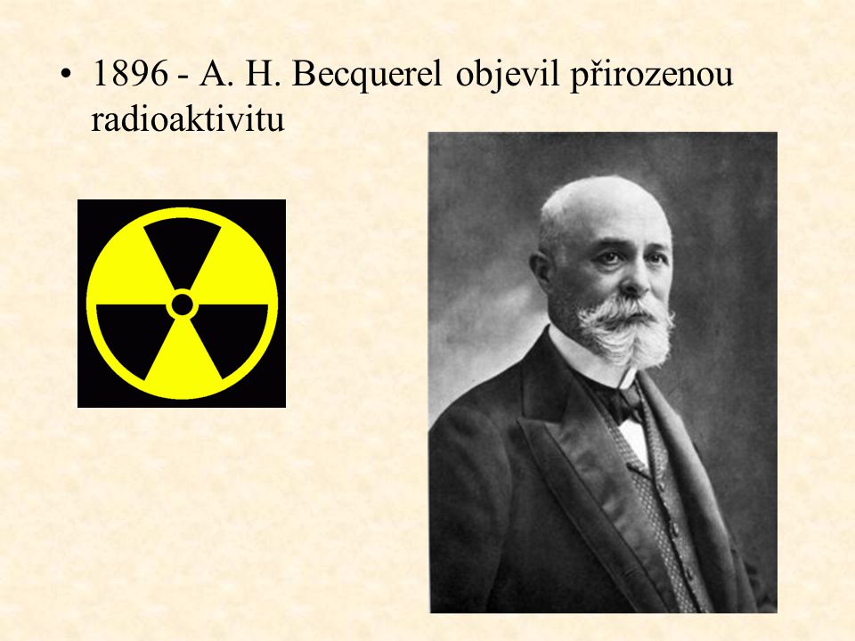 A. H. Becquerel objevil přirozenou radioaktivitu