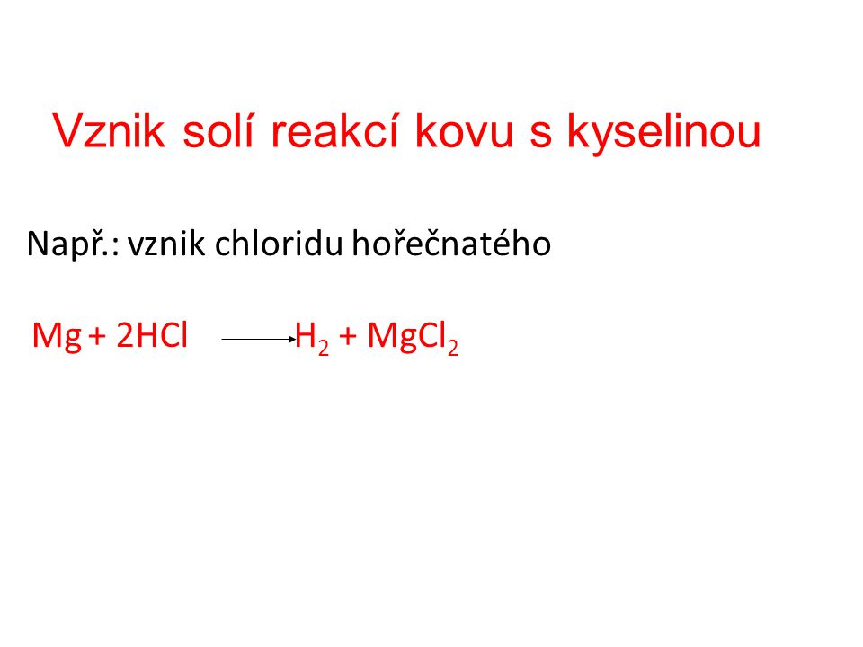 Vznik solí reakcí kovu s kyselinou