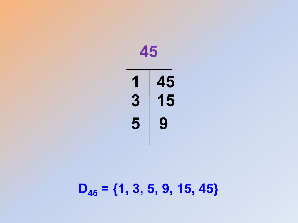 D45 = {1, 3, 5, 9, 15, 45}
