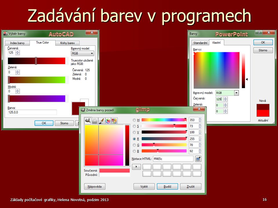 Zadávání barev v programech