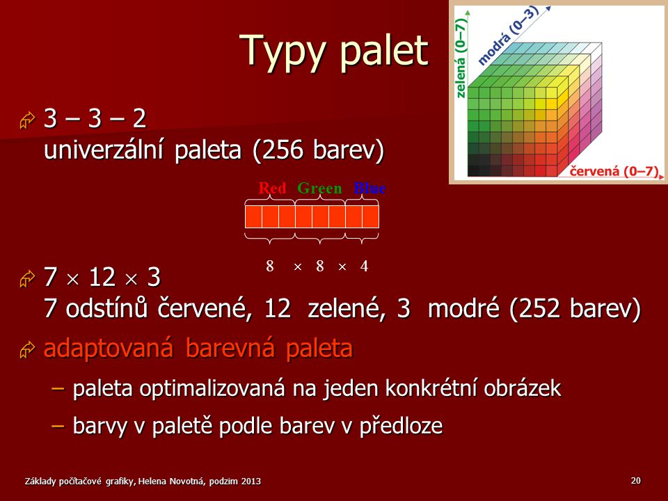 Typy palet 3 – 3 – 2 univerzální paleta (256 barev)