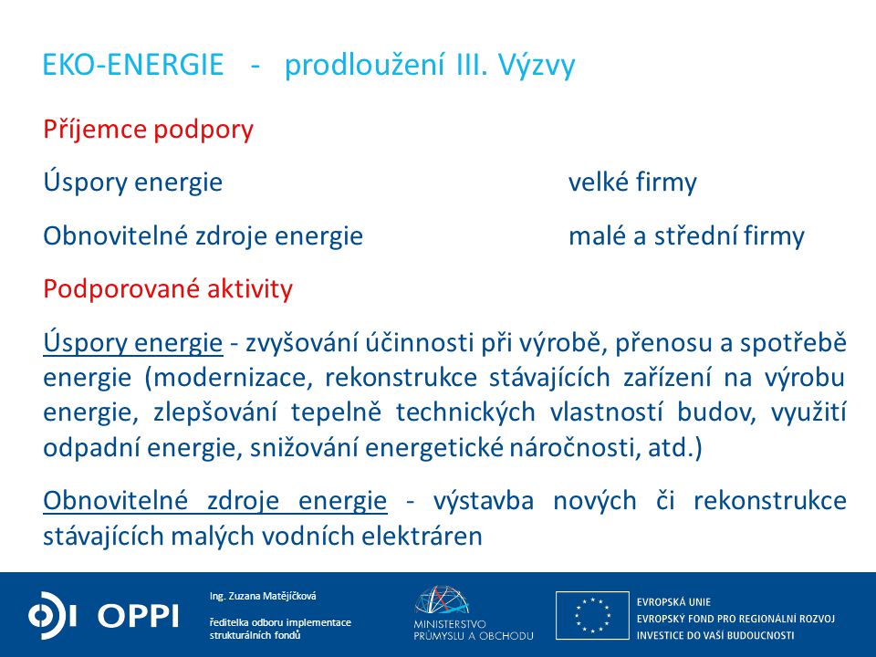 EKO-ENERGIE - prodloužení III. Výzvy
