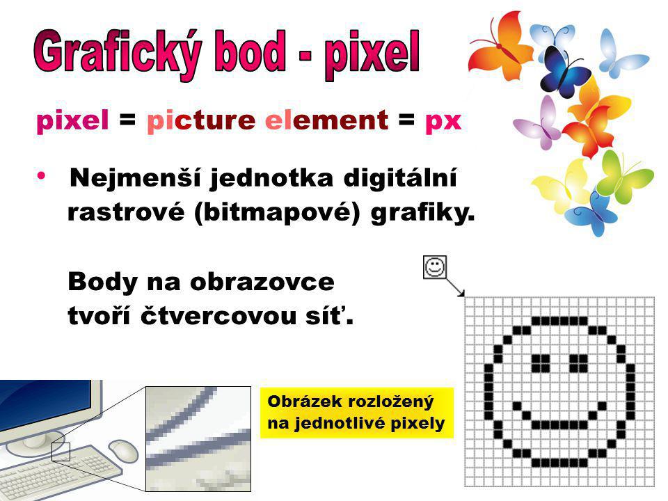 Grafický bod - pixel pixel = picture element = px