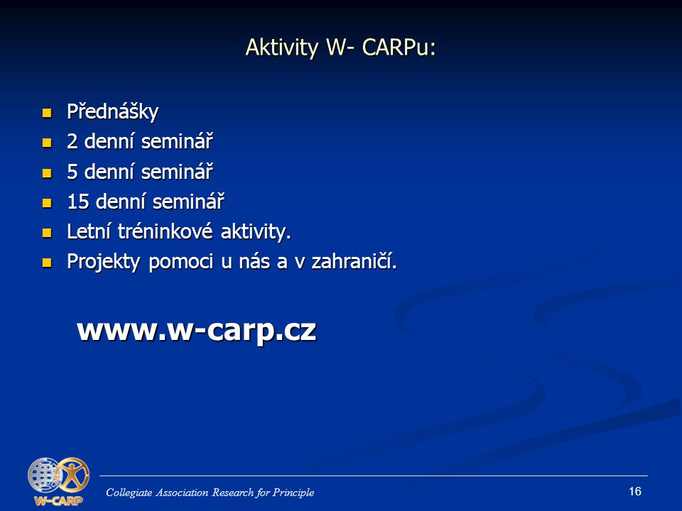 Aktivity W- CARPu: Přednášky 2 denní seminář