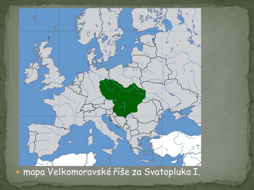 mapa Velkomoravské říše za Svatopluka I.
