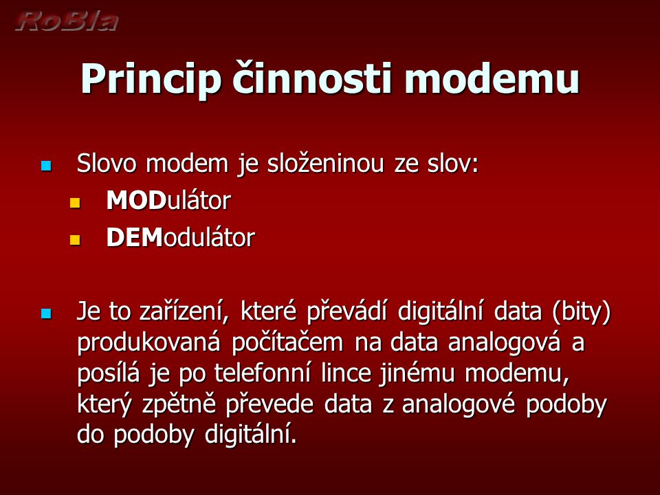 Princip činnosti modemu