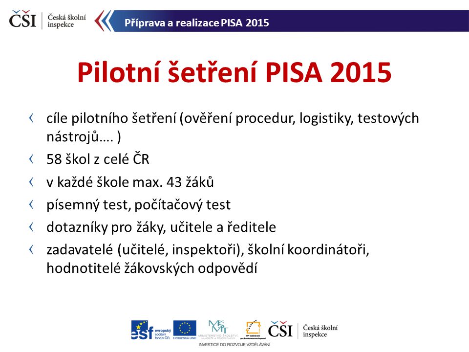Příprava a realizace PISA 2015