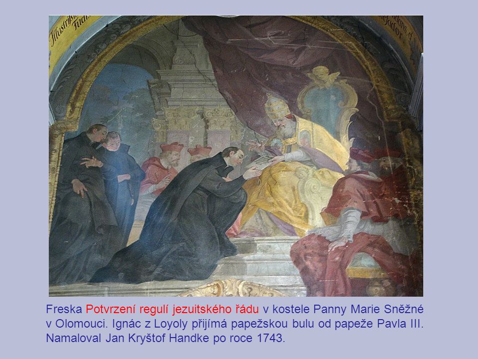 Freska Potvrzení regulí jezuitského řádu v kostele Panny Marie Sněžné