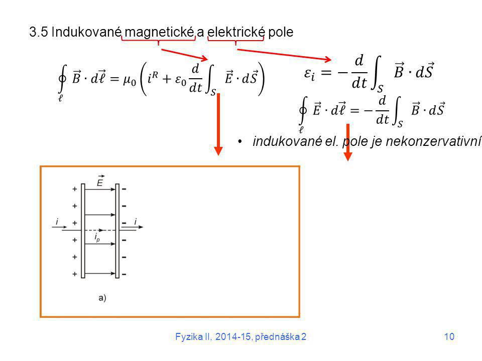 𝜀 𝑖 =− 𝑑 𝑑𝑡 𝑆 𝐵 ∙ 𝑑 𝑆 3.5 Indukované magnetické a elektrické pole