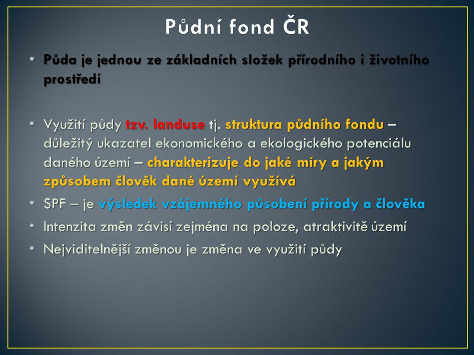 Půdní fond ČR Půda je jednou ze základních složek přírodního i životního prostředí.