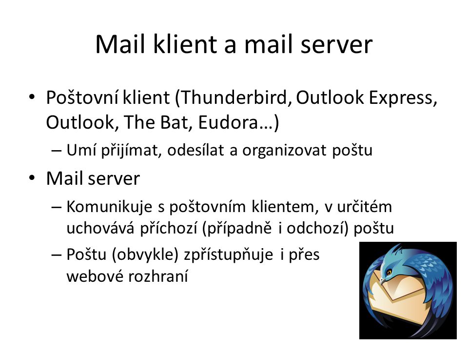 Mail klient a mail server