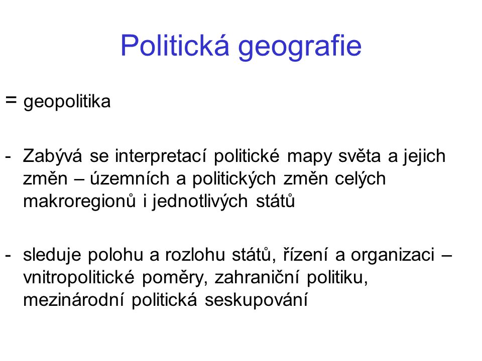 Politická geografie = geopolitika
