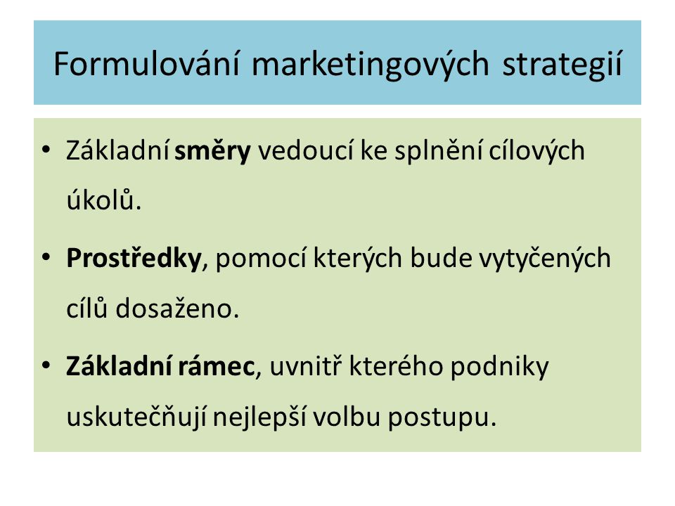 Formulování marketingových strategií