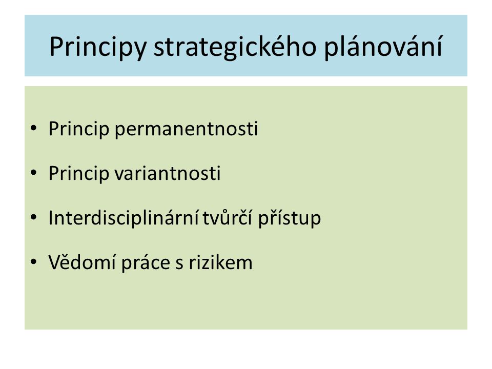 Principy strategického plánování