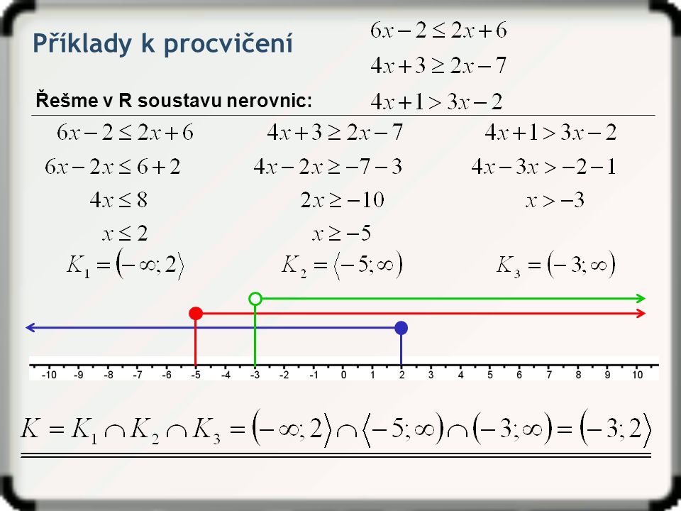 Příklady k procvičení Řešme v R soustavu nerovnic: