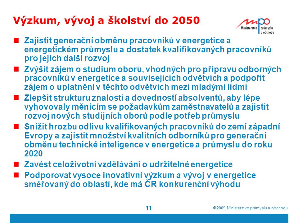 Výzkum, vývoj a školství do 2050